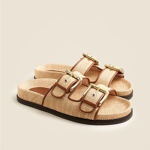 J. Crew Colbie Raffia Buckle Sandals